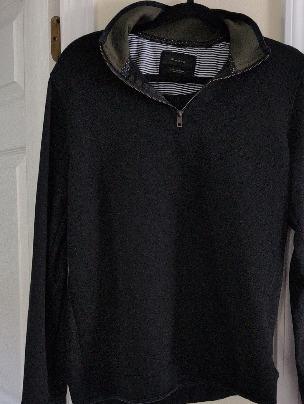 Porter And Ash Black Quarter-Zip Top with Striped Lining